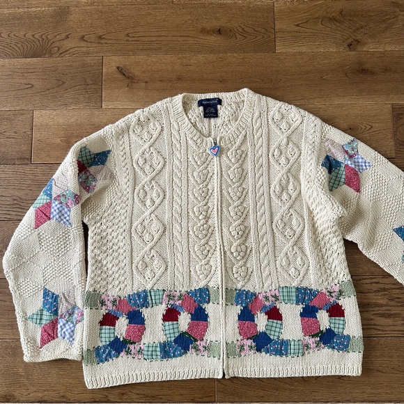 Eagles Eye Sweaters - RARE Vintage Patchwork Knit Cardigan Sweater L